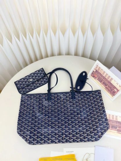  Goyard Saint Louis PM Bag Tote Bags Navy Blue #3362 - Image 15