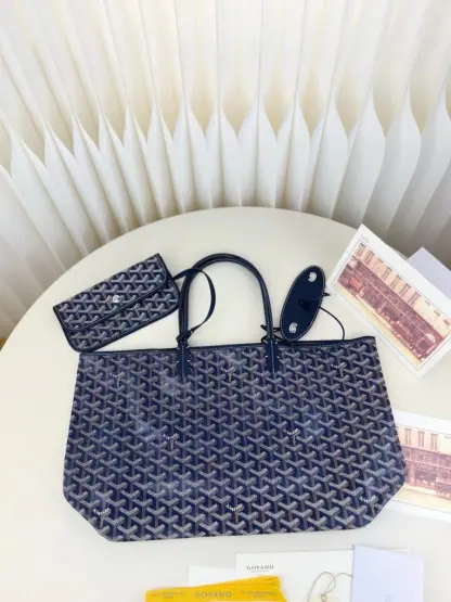  Goyard Saint Louis PM Bag Tote Bags Navy Blue #3362 - Image 15