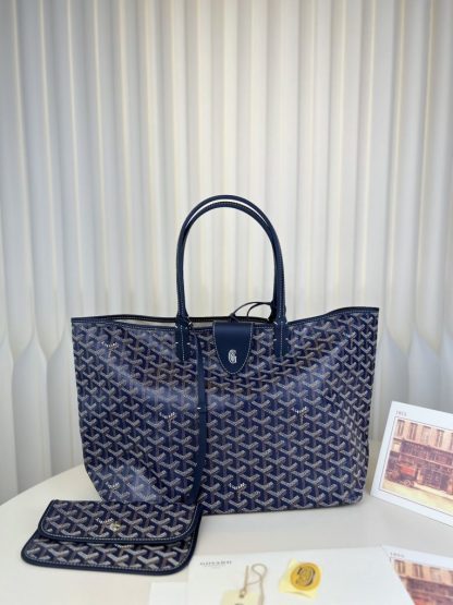 Goyard Saint Louis PM Bag Tote Bags Navy Blue #3362 - Image 17