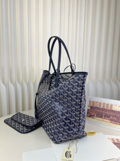  Goyard Saint Louis PM Bag Tote Bags Navy Blue #3362 - Image 18