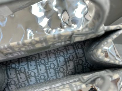  Small Dior Book Tote Ecru and Gray Dior Oblique Embroidery #3276 - Image 5