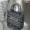  Small Dior Book Tote Ecru and Blue Dior Oblique Embroidery #3275 - Image 3