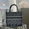  Small Dior Book Tote Ecru and Blue Dior Oblique Embroidery #3275 - Image 6