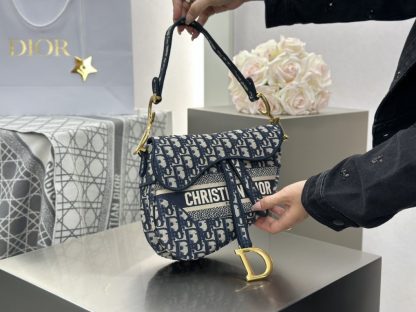  Saddle Bag Blue Dior Oblique Embroidery #3257 - Image 13