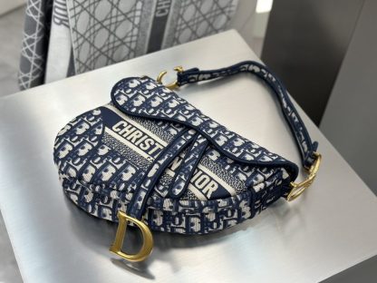  Saddle Bag Blue Dior Oblique Embroidery #3257 - Image 15