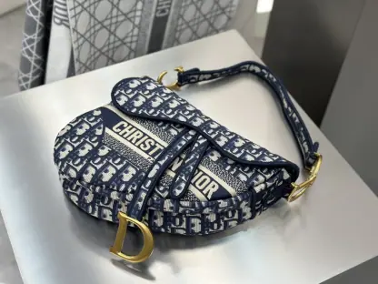  Saddle Bag Blue Dior Oblique Embroidery #3257 - Image 15