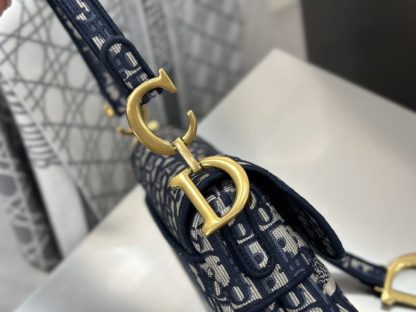  Saddle Bag Blue Dior Oblique Embroidery #3257 - Image 16