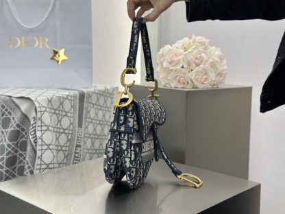  Saddle Bag Blue Dior Oblique Embroidery #3257 - Image 17