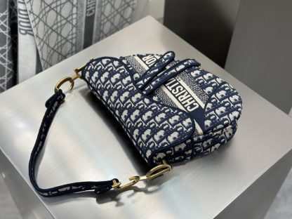  Saddle Bag Blue Dior Oblique Embroidery #3257 - Image 18