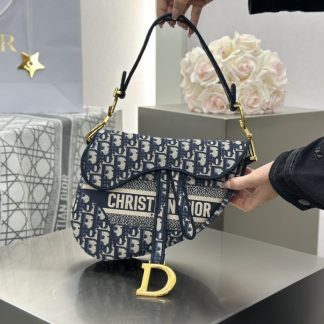 Replica Saddle Bag Blue Dior Oblique Embroidery #3257