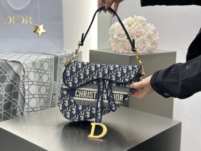 Replica Saddle Bag Blue Dior Oblique Embroidery #3257
