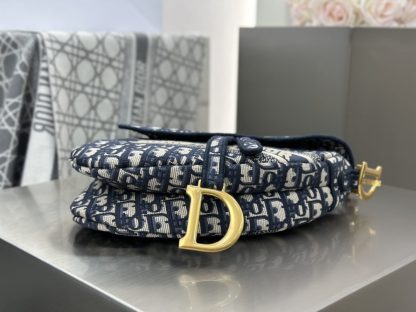  Saddle Bag Blue Dior Oblique Embroidery #3257 - Image 5