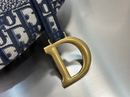 Saddle Bag Blue Dior Oblique Embroidery #3257 - Image 7