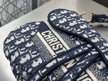  Saddle Bag Blue Dior Oblique Embroidery #3257 - Image 9
