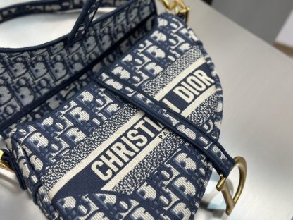 Saddle Bag Blue Dior Oblique Embroidery #3257 - Image 10