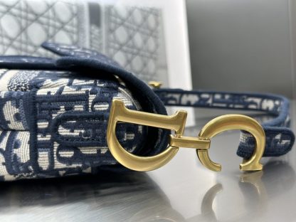 Saddle Bag Blue Dior Oblique Embroidery #3257 - Image 2
