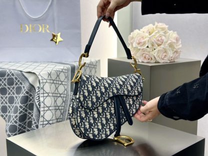  Dior Saddle Bag with Strap Blue Dior Oblique Jacquard #3255 - Image 13