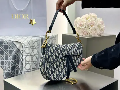  Dior Saddle Bag with Strap Blue Dior Oblique Jacquard #3255 - Image 13