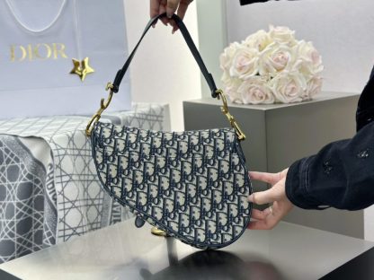  Dior Saddle Bag with Strap Blue Dior Oblique Jacquard #3255 - Image 18