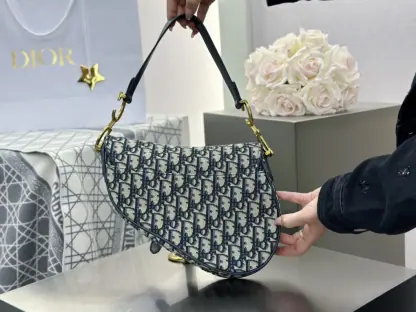  Dior Saddle Bag with Strap Blue Dior Oblique Jacquard #3255 - Image 18