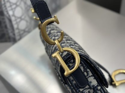  Dior Saddle Bag with Strap Blue Dior Oblique Jacquard #3255 - Image 16