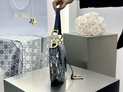  Dior Saddle Bag with Strap Blue Dior Oblique Jacquard #3255 - Image 11