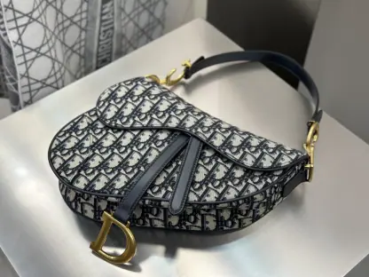  Dior Saddle Bag with Strap Blue Dior Oblique Jacquard #3255 - Image 17