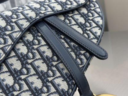 Dior Saddle Bag with Strap Blue Dior Oblique Jacquard #3255 - Image 4