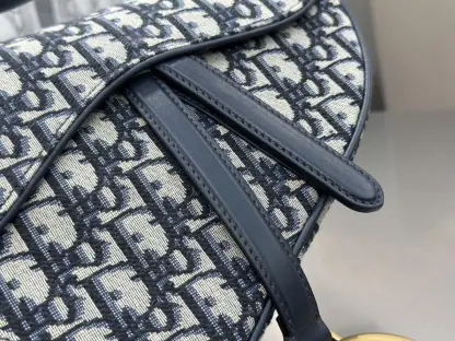  Dior Saddle Bag with Strap Blue Dior Oblique Jacquard #3255 - Image 4