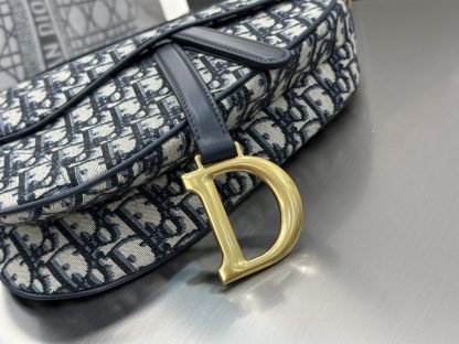 Dior Saddle Bag with Strap Blue Dior Oblique Jacquard #3255 - Image 5