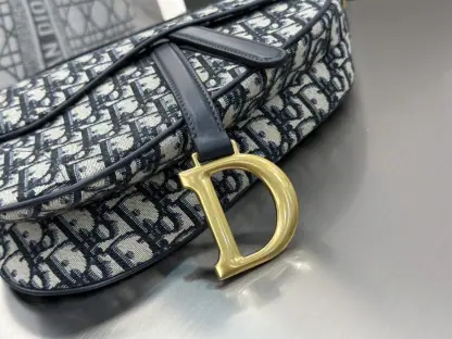  Dior Saddle Bag with Strap Blue Dior Oblique Jacquard #3255 - Image 5
