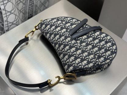  Dior Saddle Bag with Strap Blue Dior Oblique Jacquard #3255 - Image 2