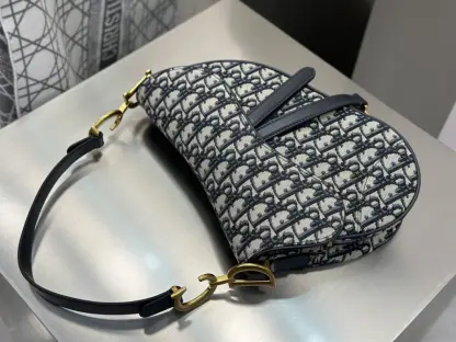  Dior Saddle Bag with Strap Blue Dior Oblique Jacquard #3255 - Image 2