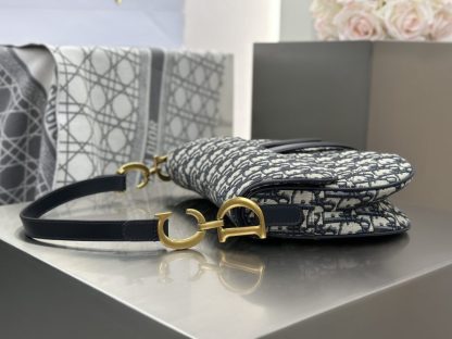  Dior Saddle Bag with Strap Blue Dior Oblique Jacquard #3255 - Image 7