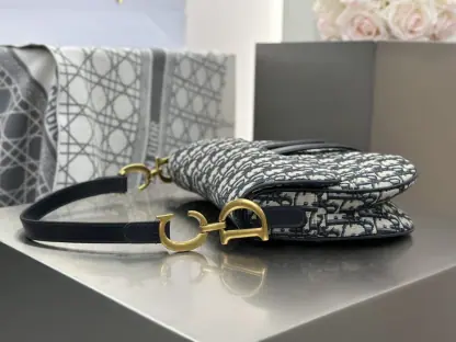  Dior Saddle Bag with Strap Blue Dior Oblique Jacquard #3255 - Image 7