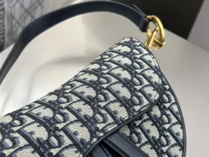  Dior Saddle Bag with Strap Blue Dior Oblique Jacquard #3255 - Image 3