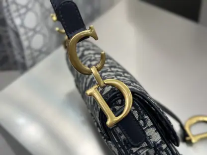  Dior Saddle Bag with Strap Blue Dior Oblique Jacquard #3255 - Image 9