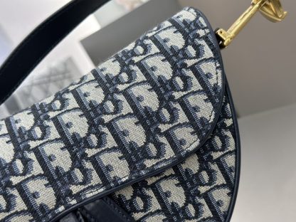  Dior Saddle Bag with Strap Blue Dior Oblique Jacquard #3255 - Image 10