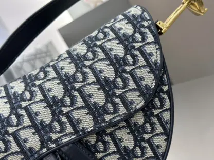  Dior Saddle Bag with Strap Blue Dior Oblique Jacquard #3255 - Image 10