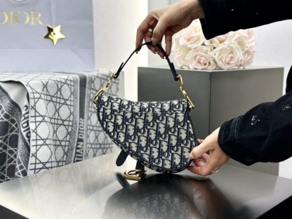  Mini Saddle Bag with Strap Blue Dior Oblique Jacquard #3256 - Image 7