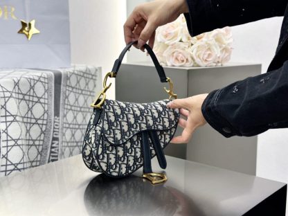 Mini Saddle Bag with Strap Blue Dior Oblique Jacquard #3256 - Image 6