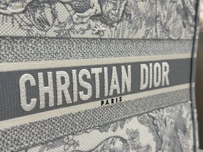  Medium Dior Book Tote Ecru and Gray Toile de Jouy Embroidery #3272 - Image 2