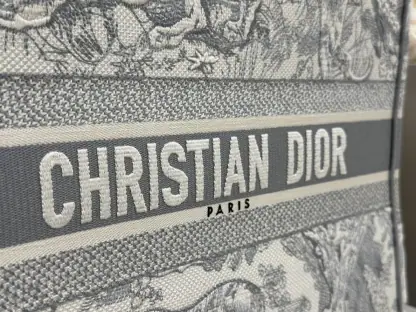  Medium Dior Book Tote Ecru and Gray Toile de Jouy Embroidery #3272 - Image 2