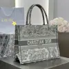  Medium Dior Book Tote Ecru and Gray Toile de Jouy Embroidery #3272 - Image 9