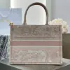  Medium Dior Book Tote Ecru and Pink Toile de Jouy Embroidery #3271 - Image 6