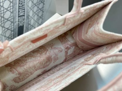  Medium Dior Book Tote Ecru and Pink Toile de Jouy Embroidery #3271 - Image 3
