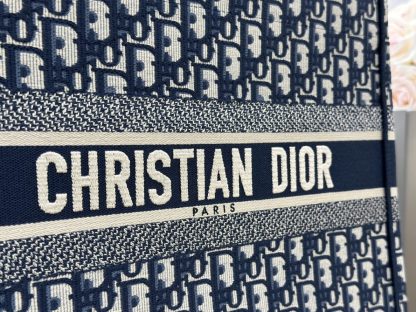  Dior Medium Dior Book Tote Ecru and Blue Dior Oblique Embroidery #3264 - Image 7