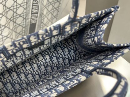  Dior Medium Dior Book Tote Ecru and Blue Dior Oblique Embroidery #3264 - Image 4