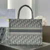  Dior Medium Dior Book Tote Ecru and Gray Dior Oblique Embroidery #3265 - Image 3