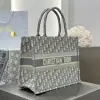  Dior Medium Dior Book Tote Ecru and Gray Dior Oblique Embroidery #3265 - Image 2